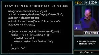 CppCon 2016: Erik Smith “A modern database interface for C++