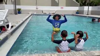 Superhero Swim Academy Coach Jacob prepares kids to swim