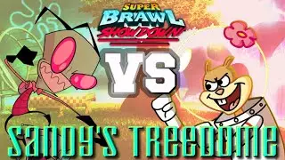 Invader Zim vs Sandy Cheeks | Super Brawl Showdown v0.3.0b Full Match Gameplay