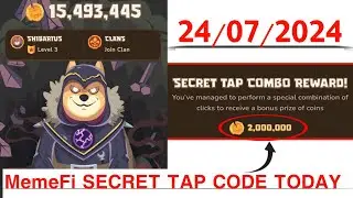 Memefi Secret Reward Combo Today /24/07/2024| Memefi 2,000,000 Coins Code