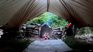 Bushcraft Camping in the Wilderness With My Dog, Wilderness Cooking, Nature Sounds, Asmr