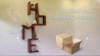 DIY Wall Shelf Shaped 'HOME' from Recycled Cardboard