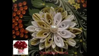 ЦВЕТЫ ИЗ ТКАНИ СВОИМИ РУКАМИ,КАНЗАШИ ИЗ ЛЕНТ,KANZASHI 1#7