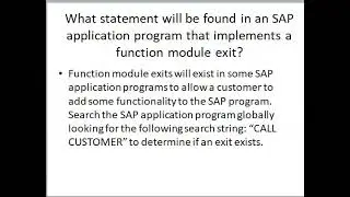 what statements will be found in an sap application program that implements a function module exit