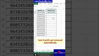 #shorts #msexceltricks  Write zero before mobile number in Excel