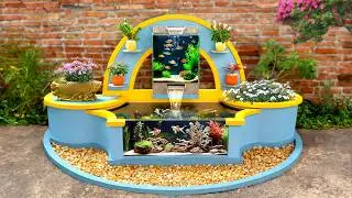 Build 2 level fish aquarium for ugly garden corner