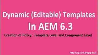 Template Editor in AEM 6.3: Template and Component Level Policies