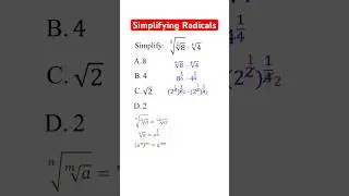 Simplifying Radicals with Square Roots , Cube Roots and Fourth Roots #shorts