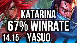 KATARINA vs YASUO (MID) | 67% winrate, 6 solo kills, Legendary, 50k DMG, 21/4/3 | EUW Master | 14.15