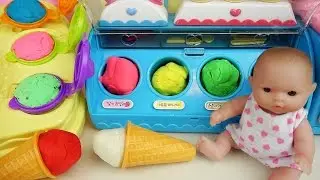 Baby doll Ice cream play doh toys play