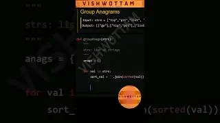Group Anagrams AlgoDs #VishwottamProCoder #python #shorts