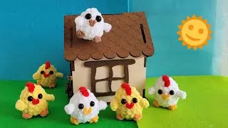 🐥Цыплёнок🐔Курочка🦉Совушка из плюшевой пряжи крючком🐥crochet chicken🐔gehäkelter Vogel