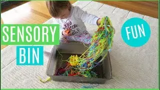 YARN SENSORY BIN FOR BABIES AND TODDLERS