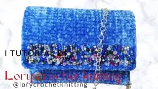 Borsa da sera crochet con cristalli e strass