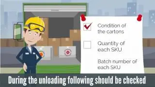 2D character animation training video for unloading at a warehouse.