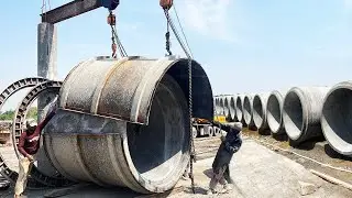 Process of Making Huge 7.5 Feet Concrete Pipes for Sewage inside Factory With Amazing Work