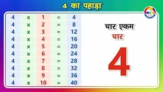 4 का पहाड़ा | Table of 4 in Hindi | Learn Multiplication Table of 'Four' in Hindi with Spellings.