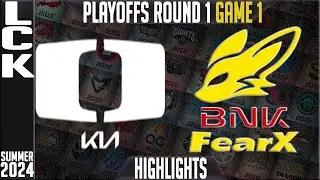 DK vs FOX Highlights Game 1 | LCK 2024 Summer Playoffs Round 1 | Dplus KIA vs BNK FearkX G1