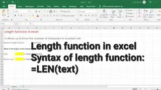 Length function in excel | len function excel | How to use LEN function in excel