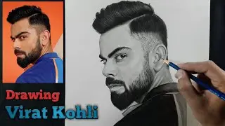 Drawing Virat Kohli sketch | Realistic potrait - Time-lapse