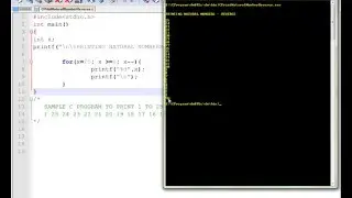 C PROGRAM TO  PRINT NATURAL NUMBERS IN REVERSE ORDER DEMO