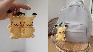 МК плюшевый брелок пикачу, маленький пикачу крючком, pikachu - покемон из плюшевой пряжи.