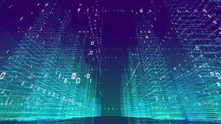 4K 100% Royalty-Free Stock Footage | Digital Building Technology Light Big Data | No Copyright Video