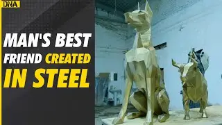 Russian designer makes animal statues out of metal polygons