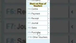 Shortcut Keys of Regular Used Vouchers in Tally Prime #tallyprime #tallycourse #shortcutkeys