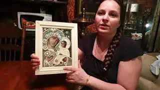 День 7. Окончание вышивки голубой ризы. Hand embroidery of icons with pearls and beads.