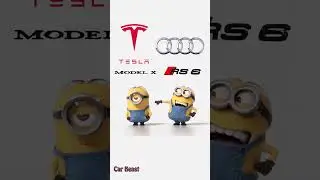 Audi RS6 vs Tesla Model X minions style funny#status #tiktok #funny #trending #foryou #asmr #car