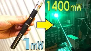 Crazy eBay green laser pointer mod. 1mW to 1400mW++