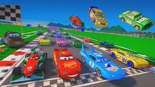 Pixar Cars Race - Crazy Track 8 - McQueen VS Chick Hicks The King Francesco Bernoulli Cruz Ramirez