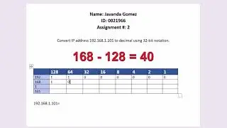 Assignment 2 - Converting IPV4 address to 32 bit notation