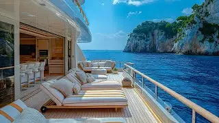 Morning Jazz And Ocean Wave Sounds For Relaxation - Smooth Jazz In A Luxury Cruise Space At Sea