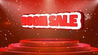 Boom Sale Text Animation Stage Podium Confetti Loop Animation