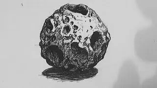 Pen and Ink Texture Challenge | How to draw an asteroid