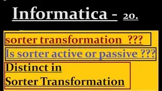 sorter transformation in Informatica