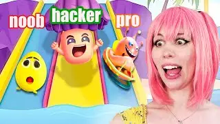NOOB VS PRO VS HACKER en Aquapark.io | Luna Juega