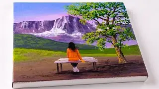 How to paint a landscape | Mountain valley | Acrylic Painting