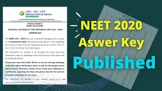 NEET 2020 Official Aswer Key Published | NEET Answer key 2020 released by NTA | NEET 2020 Answer Key