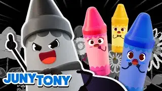 The Naughty Gray Crayon 🎨 | Find The Color +More | Nursery Rhymes and Kids Songs | JunyTony