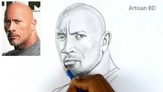 The Rock Pencil Sketch, Dwayne Johnson, Step by step Easy Pencil Sketch