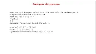 Write Program for Count Pairs with Given Sum | Find Pairs of Integers in Array Summing to K (Hindi)