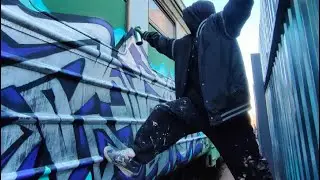 Graffiti bombing on garbage train and style writing. Tagging and lifestyle. 4K 2024