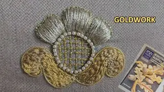 Goldwork, цветок, серединка, ч-4. Процесс без слов.