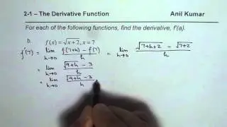 Derivative of Square Root Function with First Principles