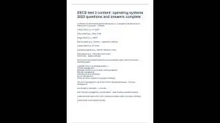 EECS test 2 content; operating systems 2023 questions and answers complete