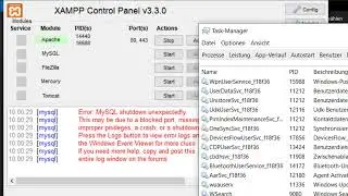 Error: MySQL shutdown unexpectedly.This may be due to a blocked port. fix xamp cant start mysql