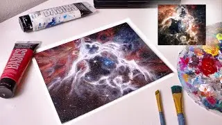 Painting the JWST Tarantula nebula in acrylics ✨